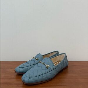 Sam Edelman Blue Quilted Loafers with Metallic Detail